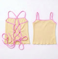 Lace-Up Back Ribbed Top ( Yellow)