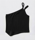 Asymmetric Ribbed Top Black