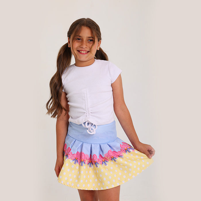 Floral & Polka Dot Pleated Skirt