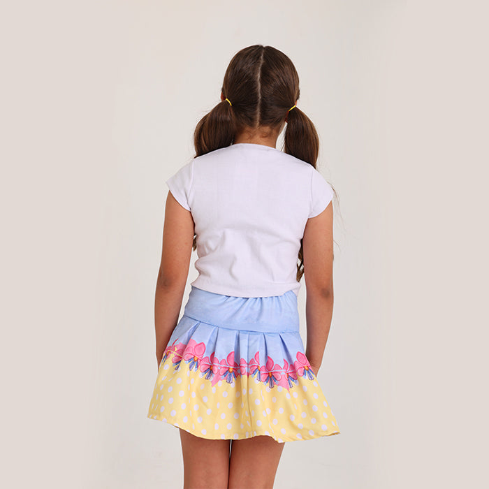 Floral & Polka Dot Pleated Skirt