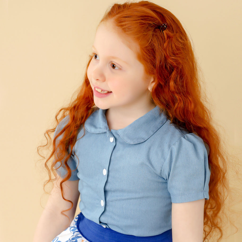 Puffed Sleeves Denim Shirt - image 3