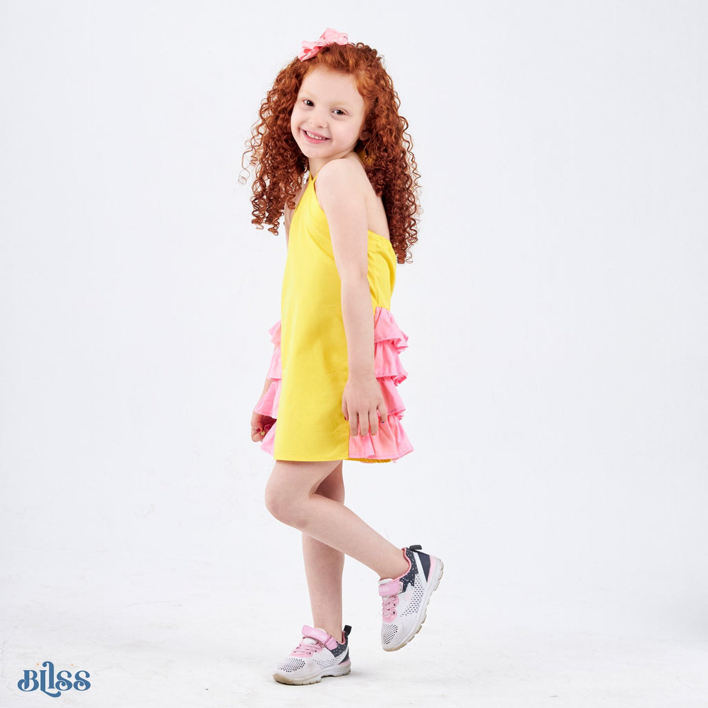 Ruffles Dress (Yellow + Pink)) - image 2