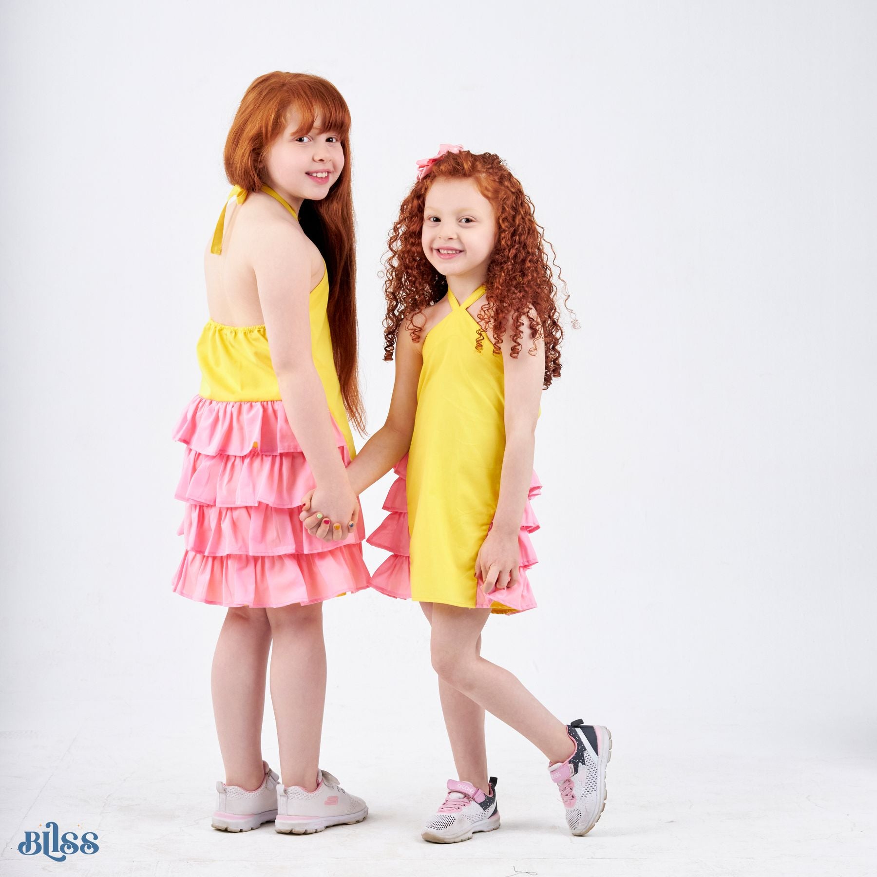 Ruffles Dress (Yellow + Pink)) - image 3