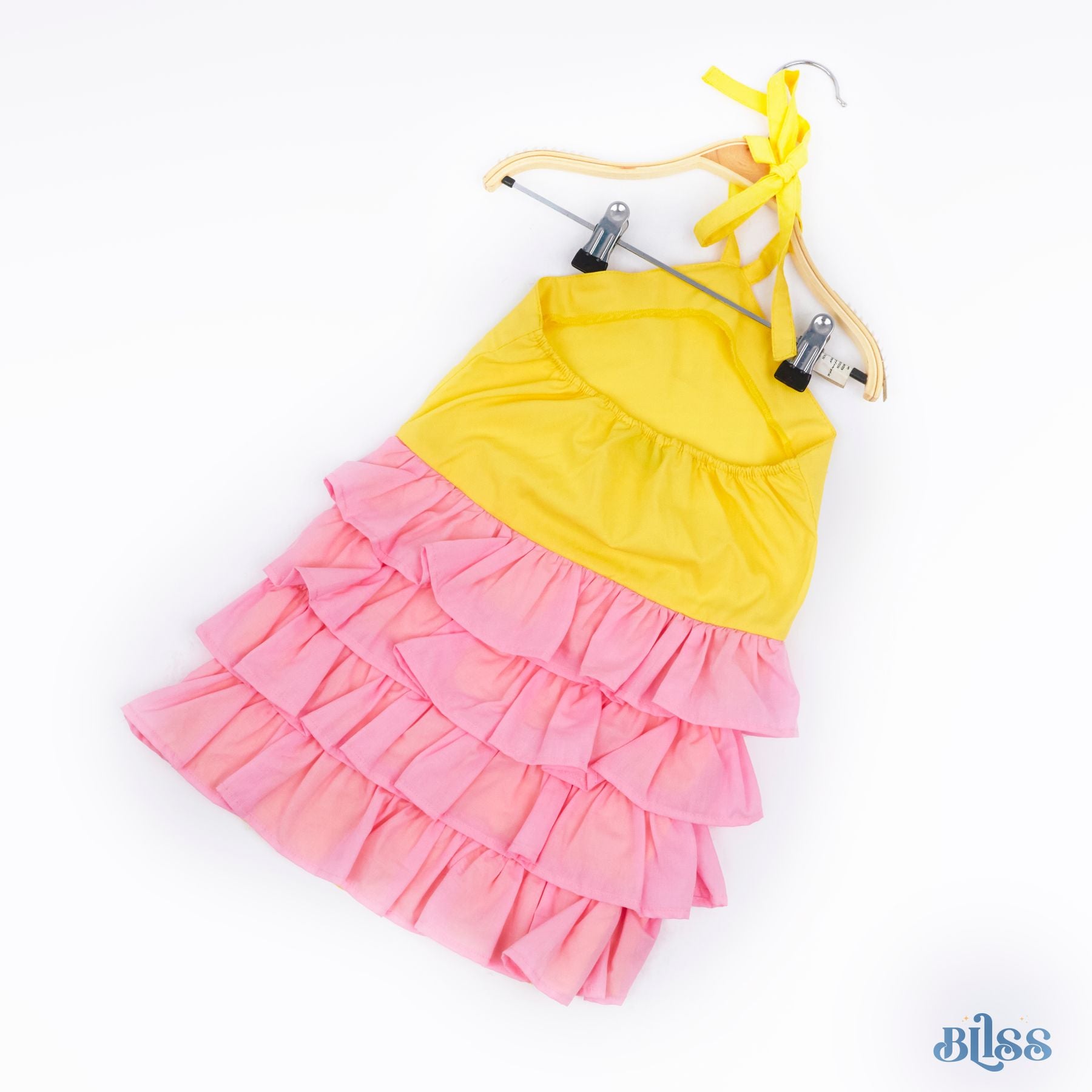Ruffles Dress (Yellow + Pink)) - image 4