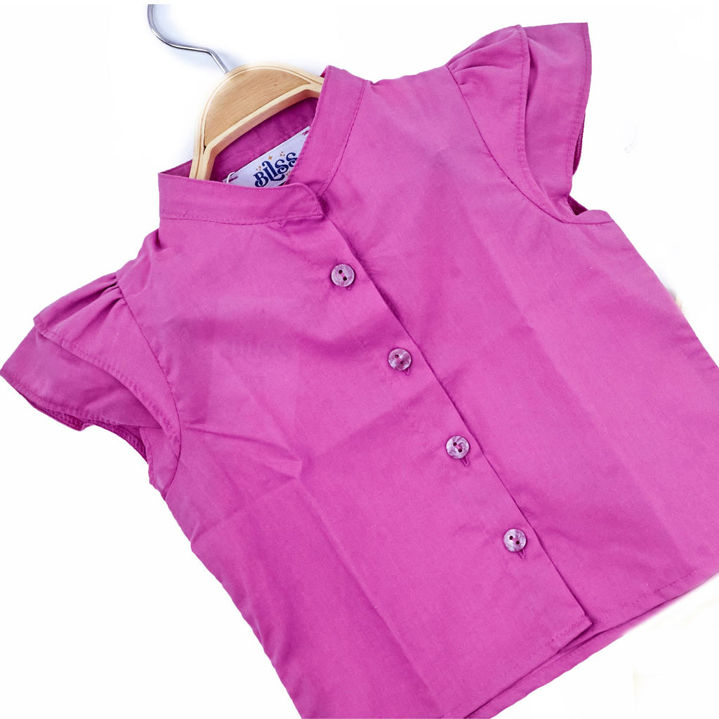 Set of 2 (Ruffles Sleeves Shirt+Ruffles Shorts ( Yellow + purple) ) - image 7