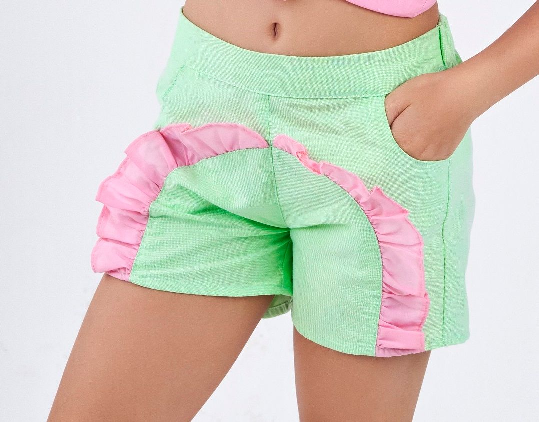 Ruffles Shorts ( green and pink) - image 2