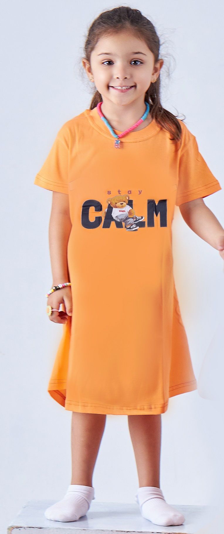 Orange Stay teddy Night Shirt
