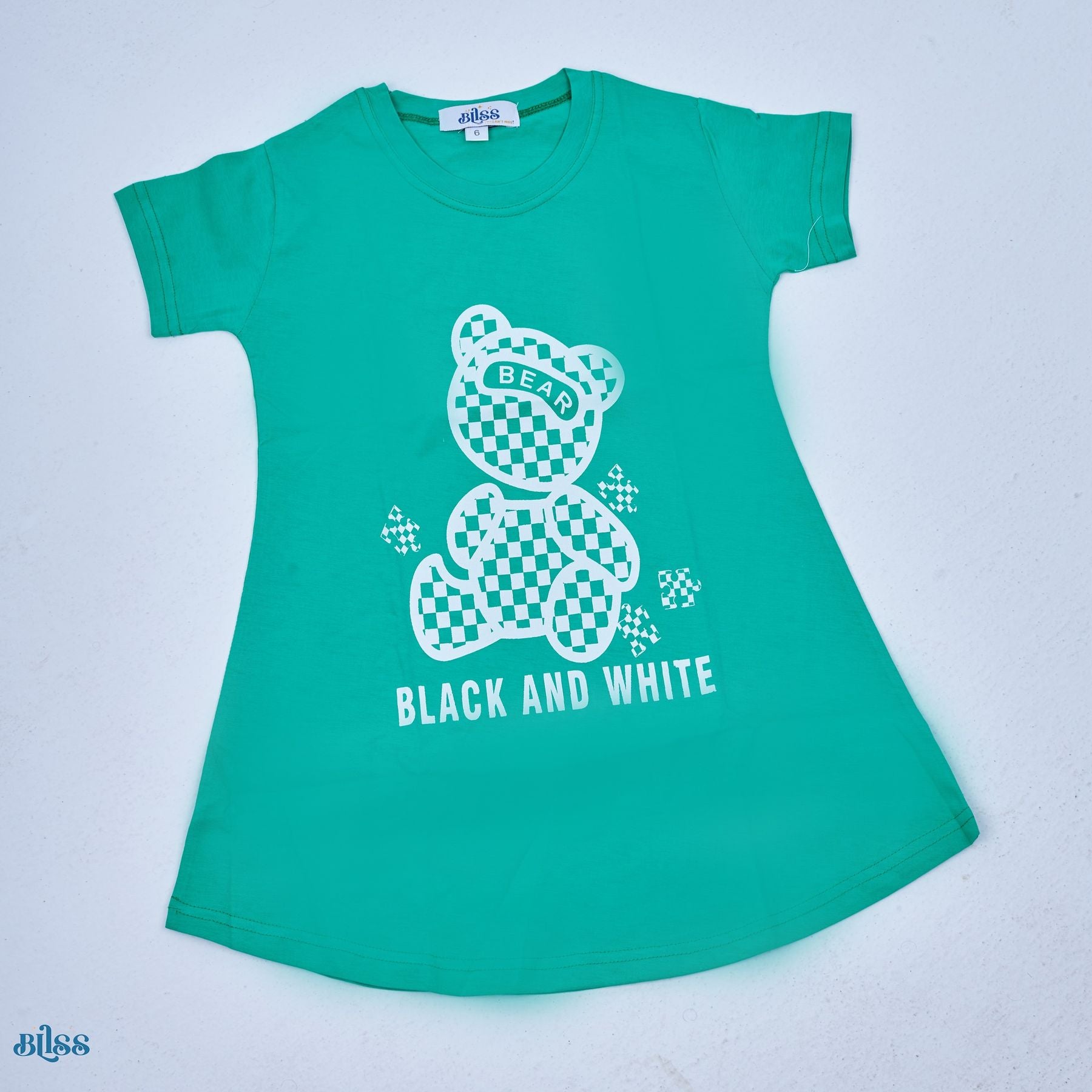 Green White bear night shirt - image 2