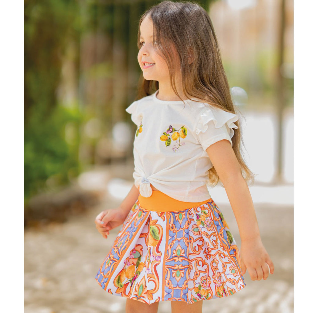 Set of 2 lemon Tile pleated skirt and t shirt - image 4