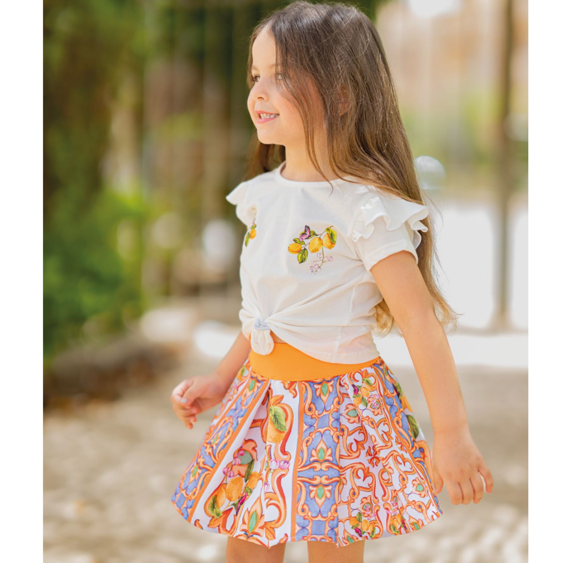 Set of 2 lemon Tile pleated skirt and t shirt - image 4