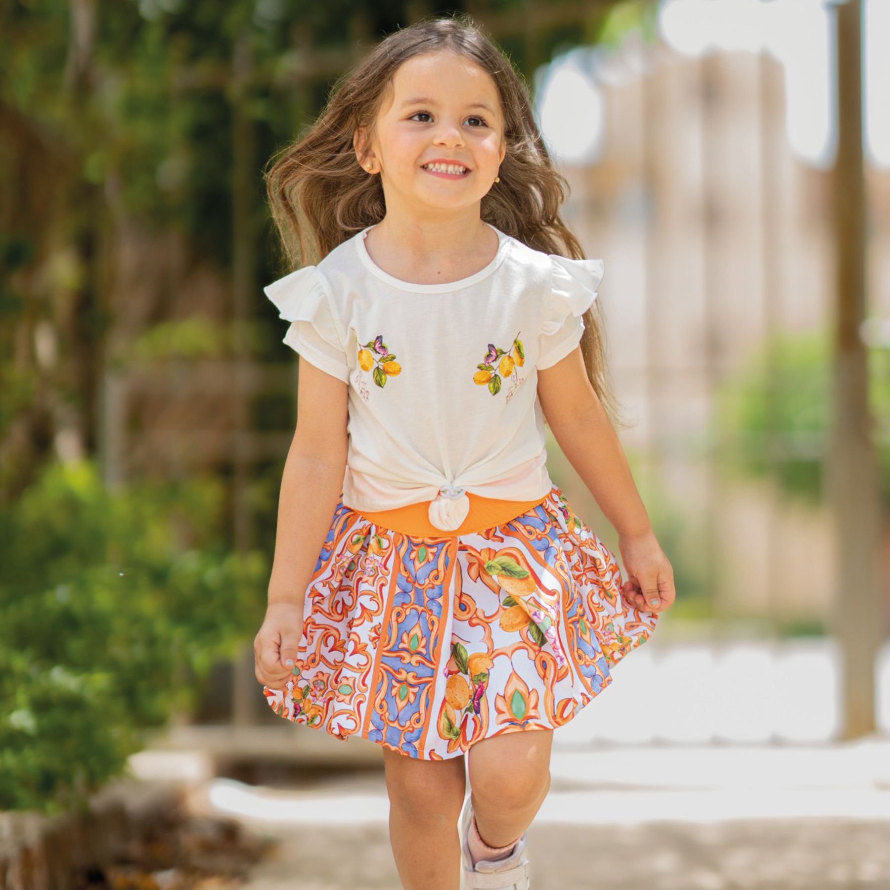 Set of 2 lemon Tile pleated skirt and t shirt - image 6