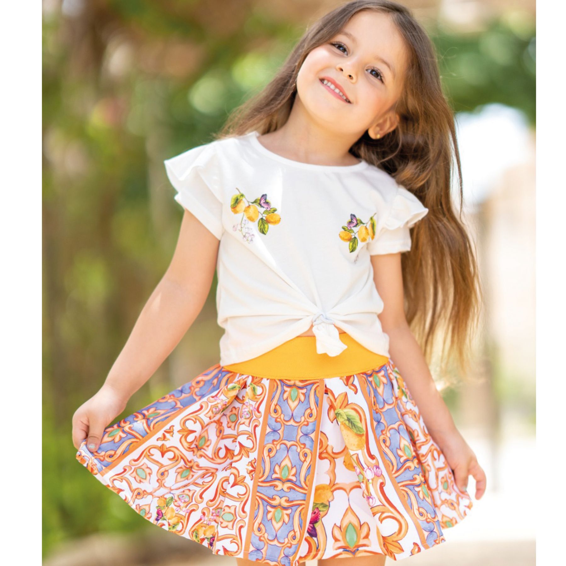 Set of 2 lemon Tile pleated skirt and t shirt - image 8