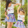 set of 2 stripped floral skirt and t shirt