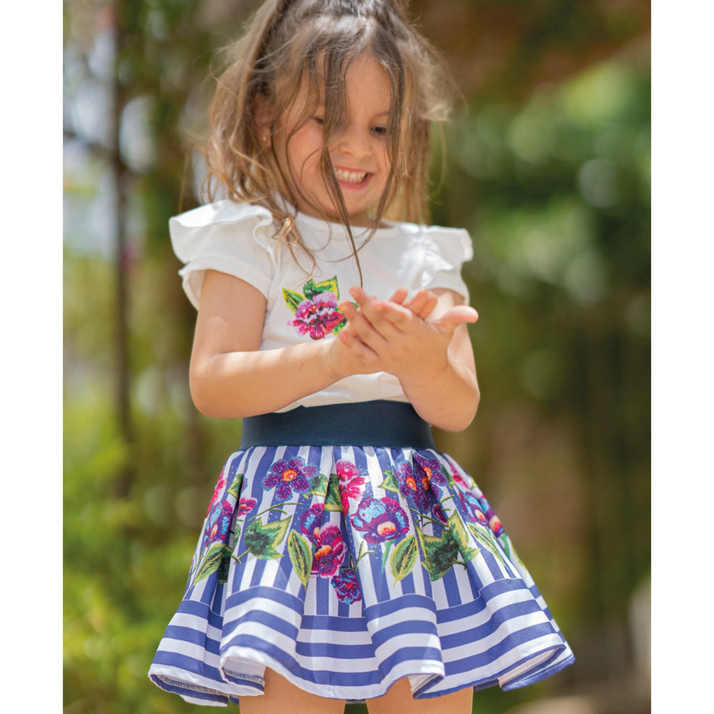 set of 2 stripped floral skirt and t shirt - image 3