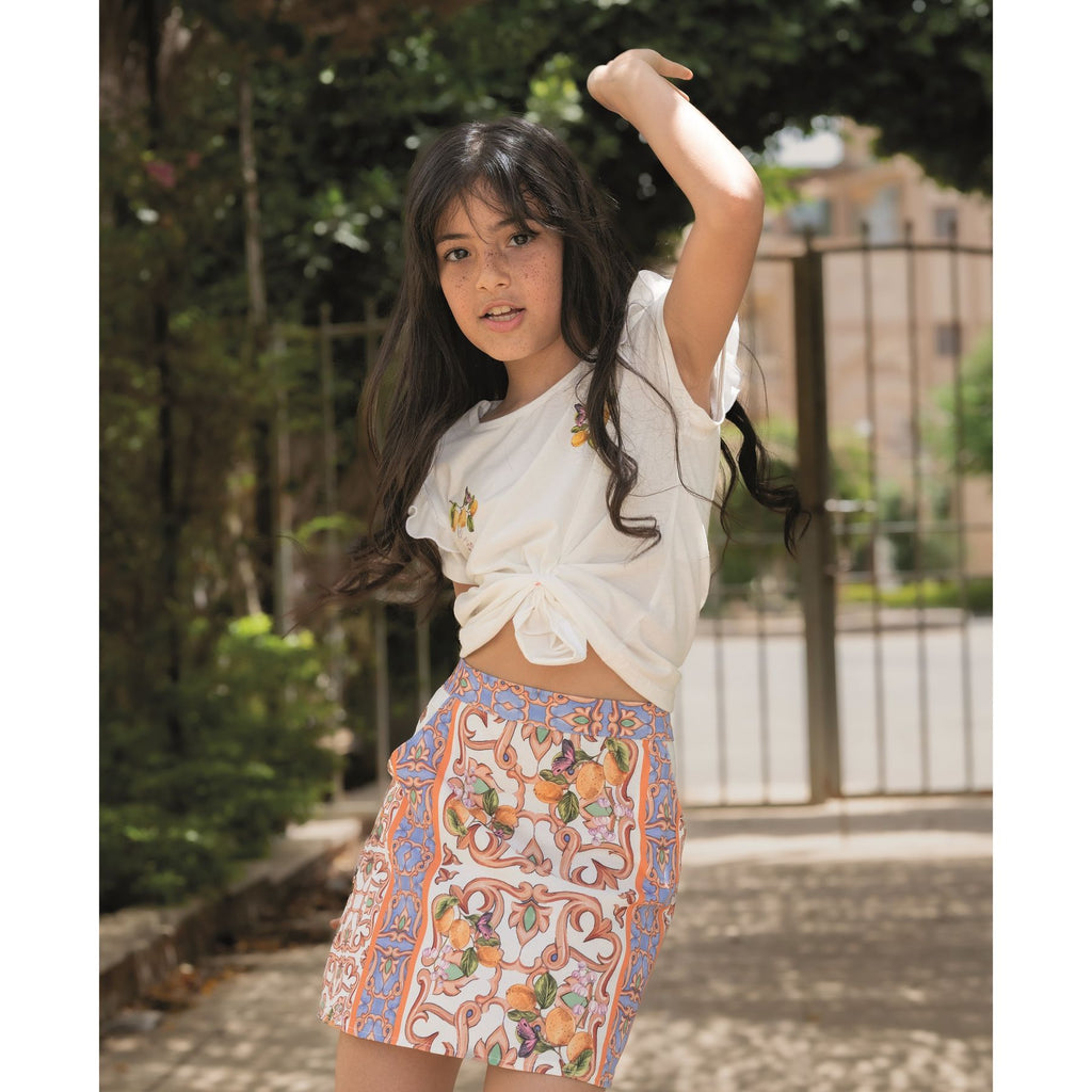Set of Lemon Tile skirt and t shirt