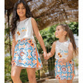 set of 2 unique print skirt and t shirt