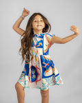 Tiles printed dress (with back buttons)