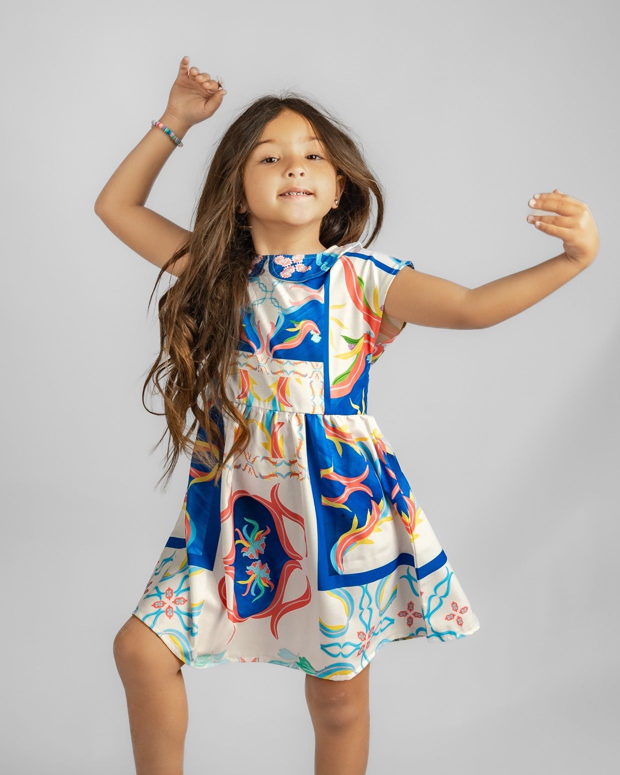 Tiles printed dress (with back buttons)