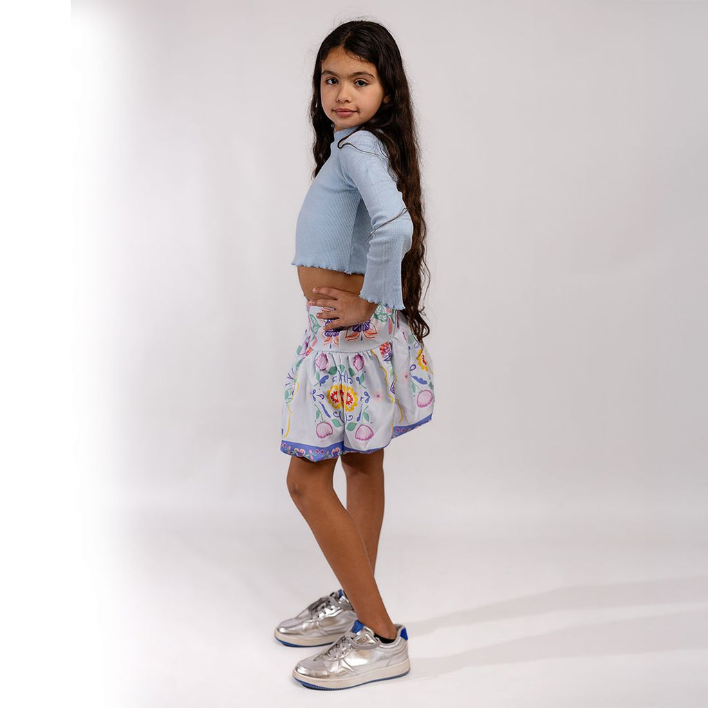 (Skirt) bubble skirt (floral blue) - image 2
