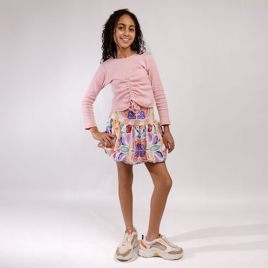 (Skirt) Bubble Skirt (Peach floral)