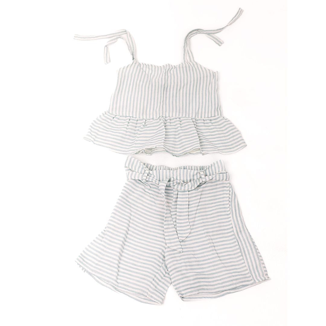 Linen blue and white stripes Set - image 5
