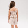 Linen beige and white stripes Set