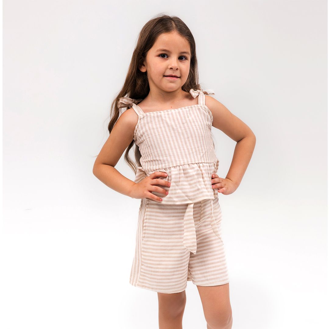 Linen beige and white stripes Set - image 2