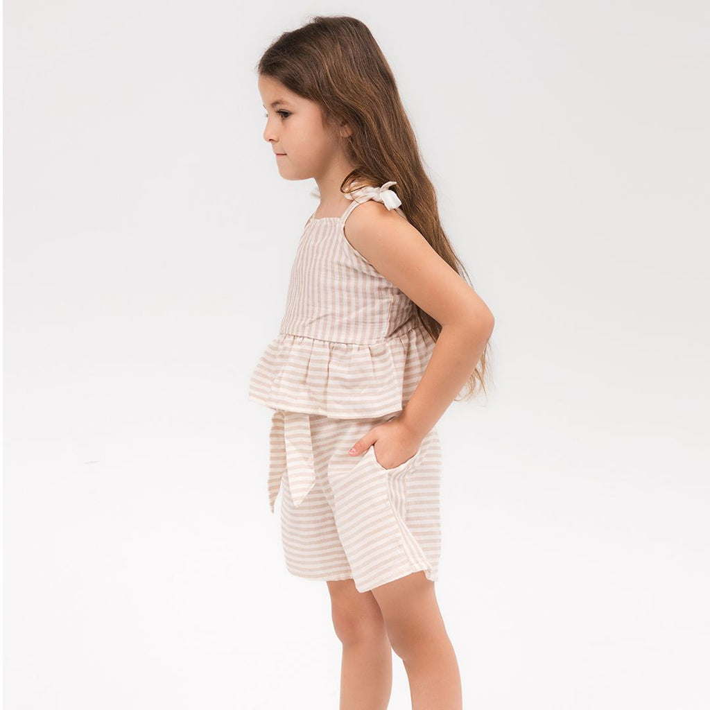 Linen beige and white stripes Set - image 3