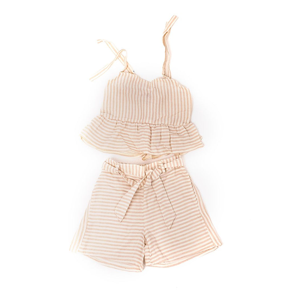 Linen beige and white stripes Set - image 5