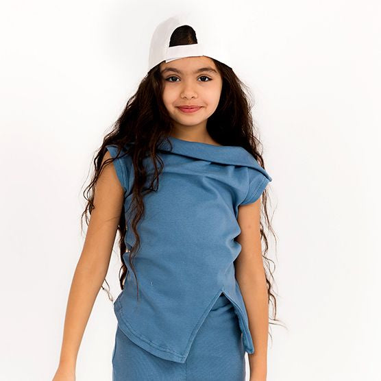 Asymmetrical Navy top - image 3