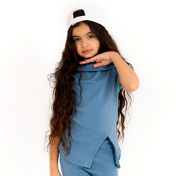 Asymmetrical Navy top - image 2