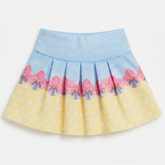 Floral & Polka Dot Pleated Skirt